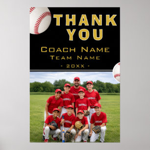 Poster Photo de l'équipe de nom d'entraîneur de baseball