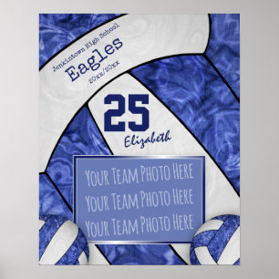 Poster photo de l'équipe de volley-ball bleu blanc