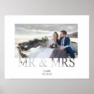 Poster Photo de mariage de couple amoureux Mr & Mrs roman
