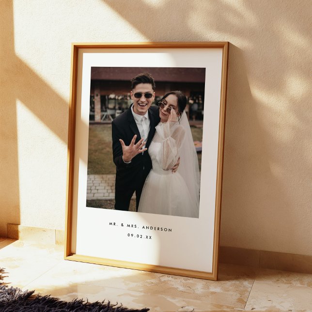 Poster Photo de mariage minimaliste M. et Mme personnalis (Créateur téléchargé)
