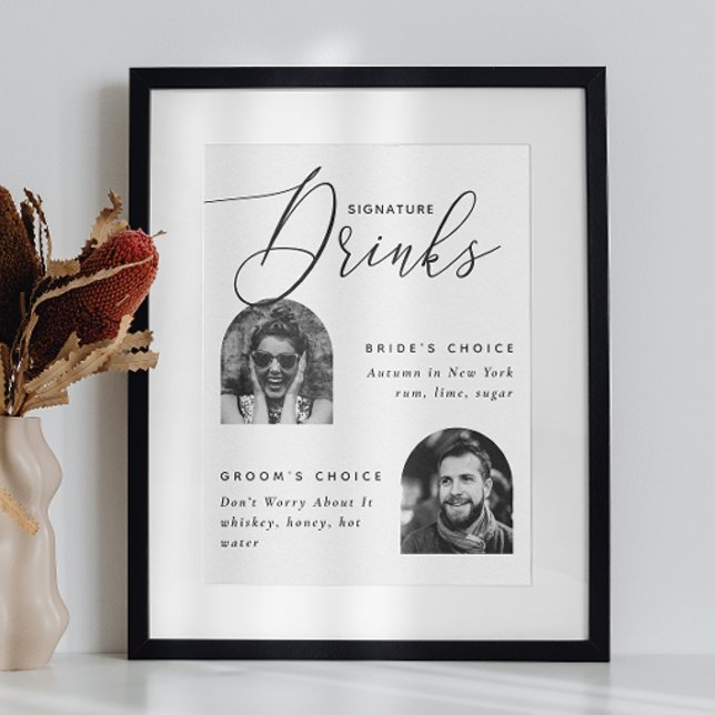 Poster Photo de mariée et de chambre Signature Boissons | (Créateur téléchargé)
