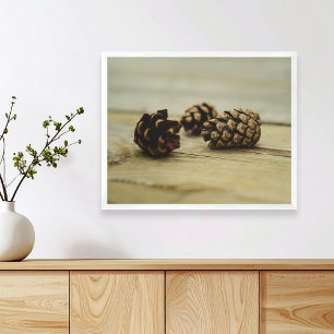Poster Photo de nature morte rustique de pommes de pin su
