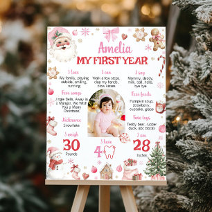 Poster Photo de Noël Rétro Père Noël Anniversaire Étape I
