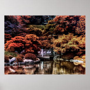 Poster Photo de paysage d'automne de chute de parc