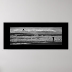Poster Photo de pêche en noir et blanc