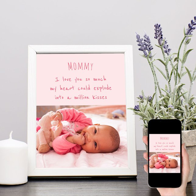 Poster Photo de petite fille et mots mignons pour maman (Créateur téléchargé)