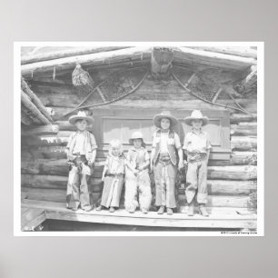 Poster Photo de ranch des mecs en cowboy