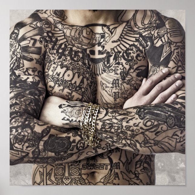 Poster Photo de tatouage corporel masculin (Devant)