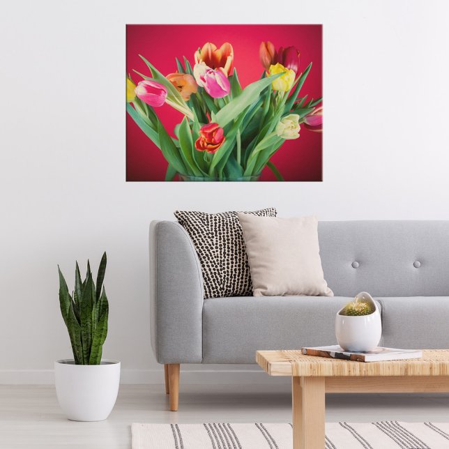 Poster photo de tulipe florale rouge et verte prin (Créateur téléchargé)