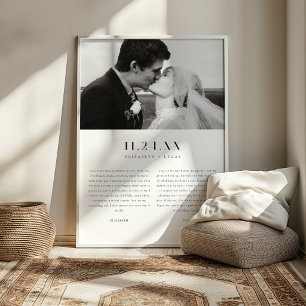 Poster Photo de Vœux de Mariage Minimaliste Classique Noi