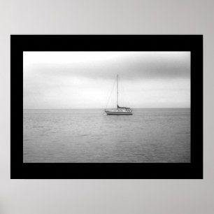 Poster Photo de voilier noir et blanc