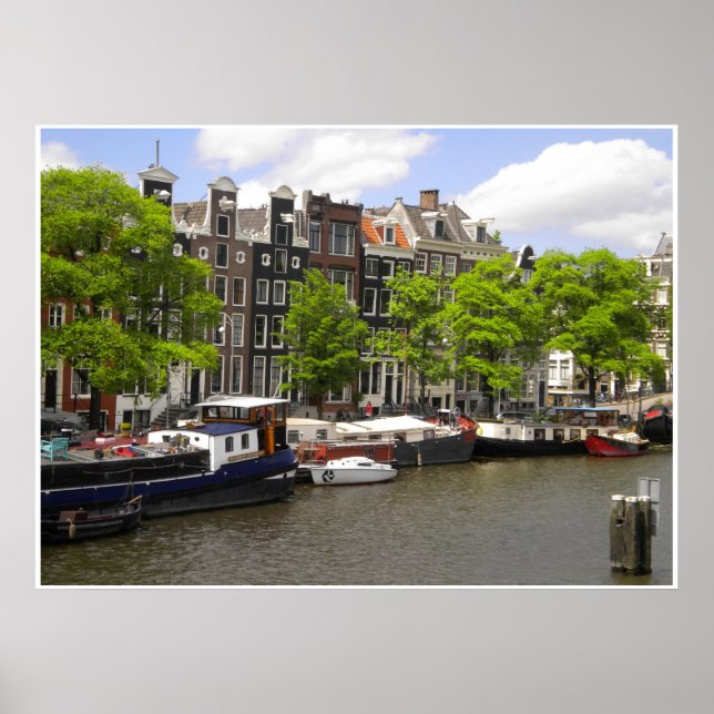 Poster photo des maisons du canal d'Amsterdam (Devant)