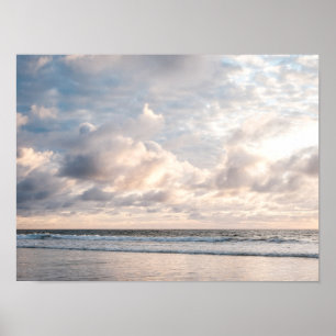 Poster Photo du coucher de soleil sur la plage à San Dieg