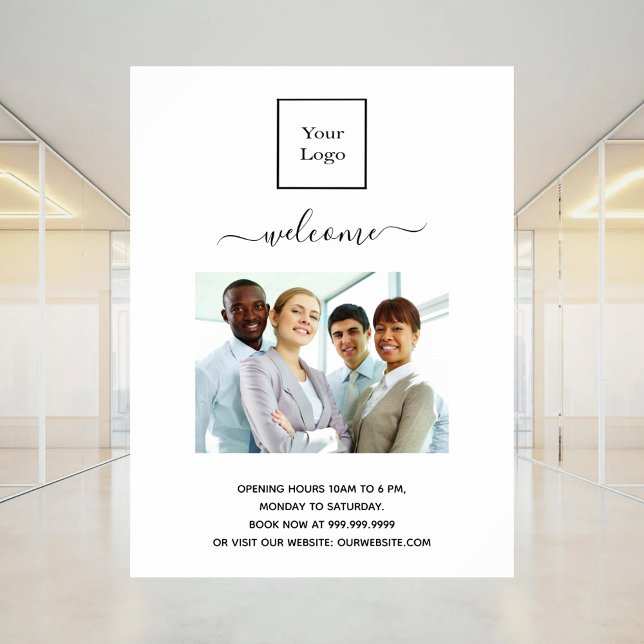 Poster Photo du logo de l'entreprise, heures d'ouverture  (Créateur téléchargé)