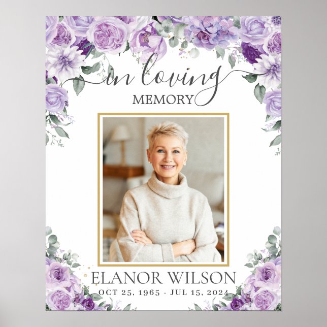Poster Photo du mémorial des funérailles florales violett (Devant)