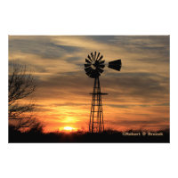 Poster photo du moulin à vent Silhouette Sunset Ka