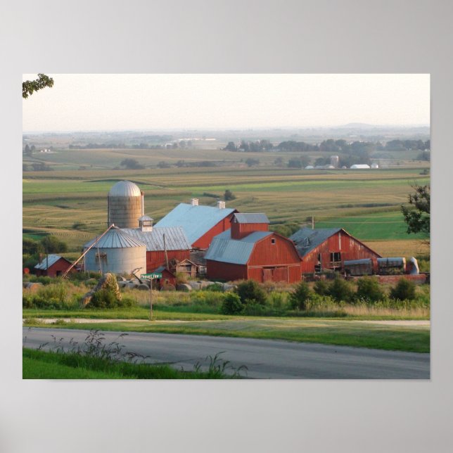 Poster Photo d'une ferme du Midwest à Platteville, Wiscon (Devant)
