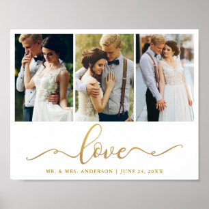 Poster Photo élégante du manuscrit 3 d'or d'amour de