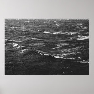 Poster Photo en noir et blanc d'une mer orageuse