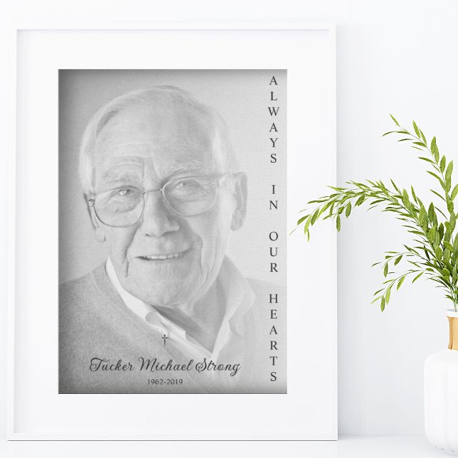Poster Photo en noir et blanc pour service funéraire (Créateur téléchargé)