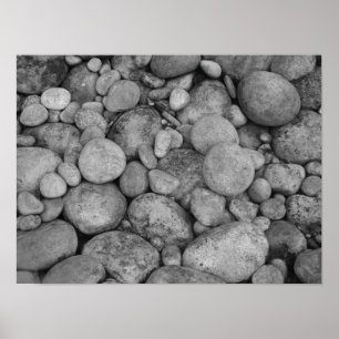 Poster photo en pierre de galets en noir et blanc