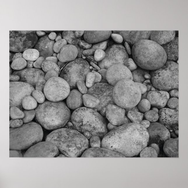 Poster photo en pierre de galets en noir et blanc (Devant)