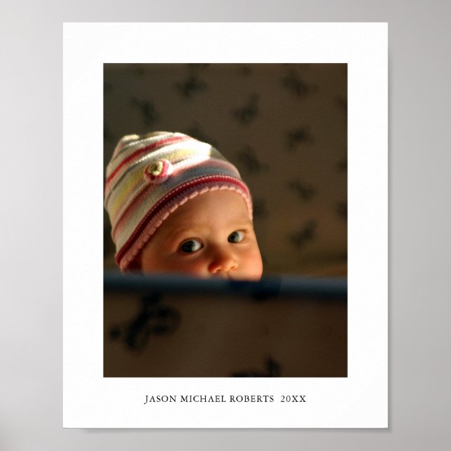 Poster Photo et nom personnalisé pour bébé Imprimer (Devant)