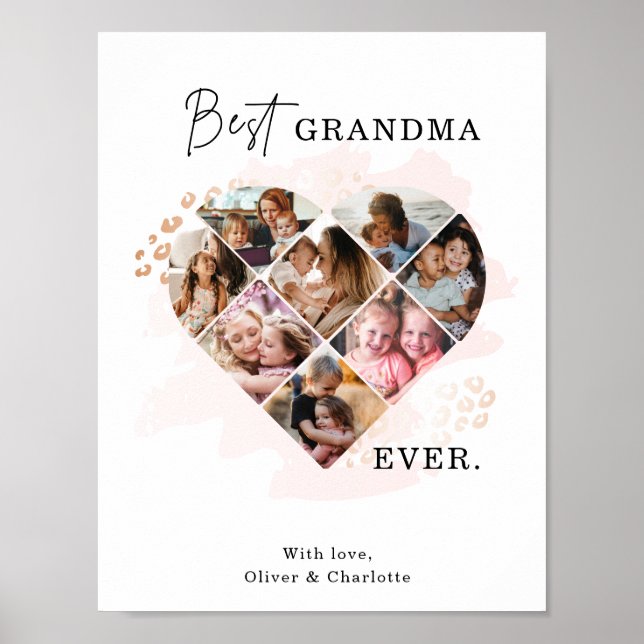 Poster Photo Family Best Grandma Ever Heart Shape 8 (Devant)