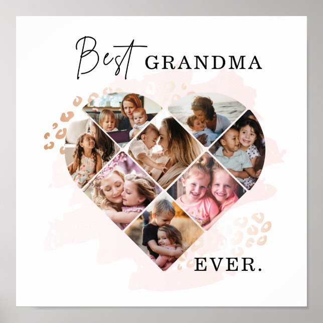 Poster Photo Family Best Grandma Ever Heart Shape 8 (Devant)