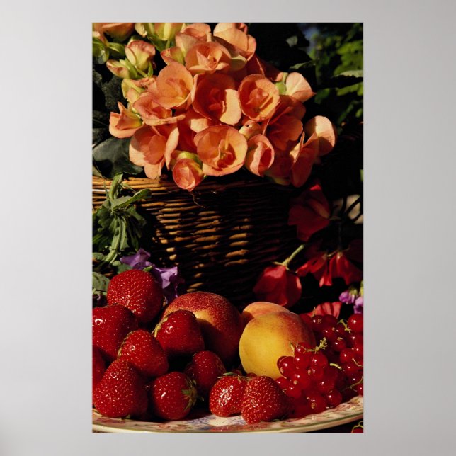 Poster Photo Fruit et fleurs (Devant)