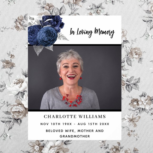 Poster Photo funéraire florale simple souvenir bienvenue (Créateur téléchargé)