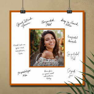 Poster Photo Graduation Autograph Burnt Orange Bordure