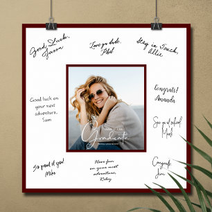 Poster Photo Graduation Autograph Dark Maroon