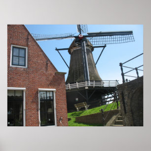 Poster photo Hollande Windmill, Friesland, Holland
