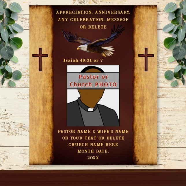 Poster PHOTO, Idées de célébration de l'anniversaire de l (Pastor appreciation day gifts. Pastor anniversary ideas. Church anniversary poster. Gift for Pastor)