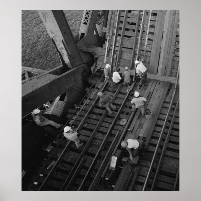 Poster Photo industrielle - Travailleurs du pont ferrovia (Devant)