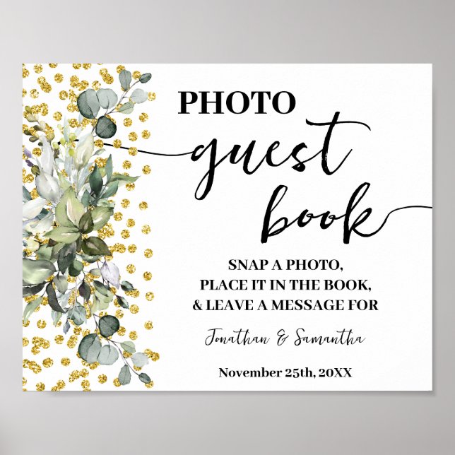 Poster Photo Livre d'Invité Mariage Bridal Eucalyptus Gol (Devant)