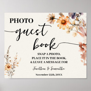 Poster Photo Livre d'invité Mariage Bridal Fleur sauvage 