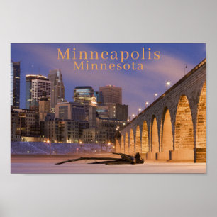Poster Photo Minneapolis Minn Skyline Pont en arc de pi