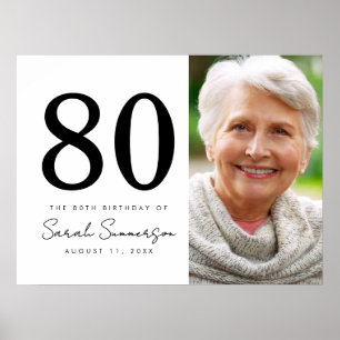 Poster Photo moderne en noir et blanc pour 80 ans