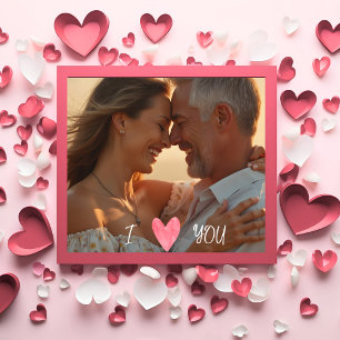 Poster Photo moderne I Love You avec coeur