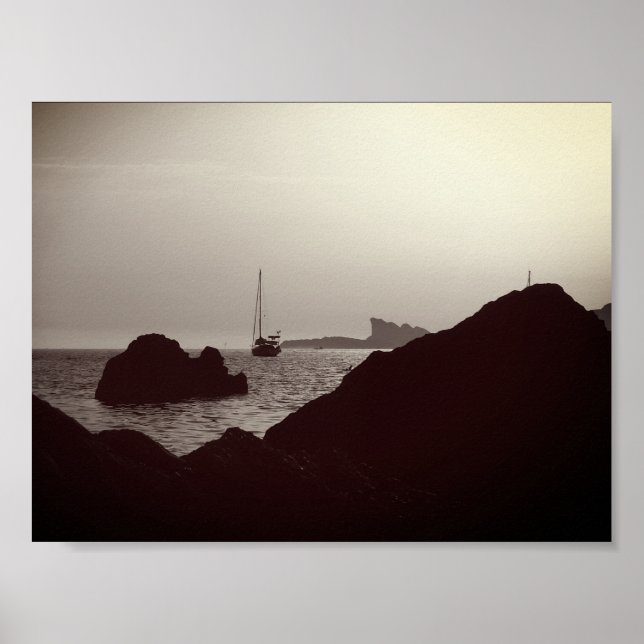 Poster Photo noir et blanc nautique - bateau Seascape (Devant)
