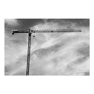 Poster Photo noire et blanche artistique de grue de