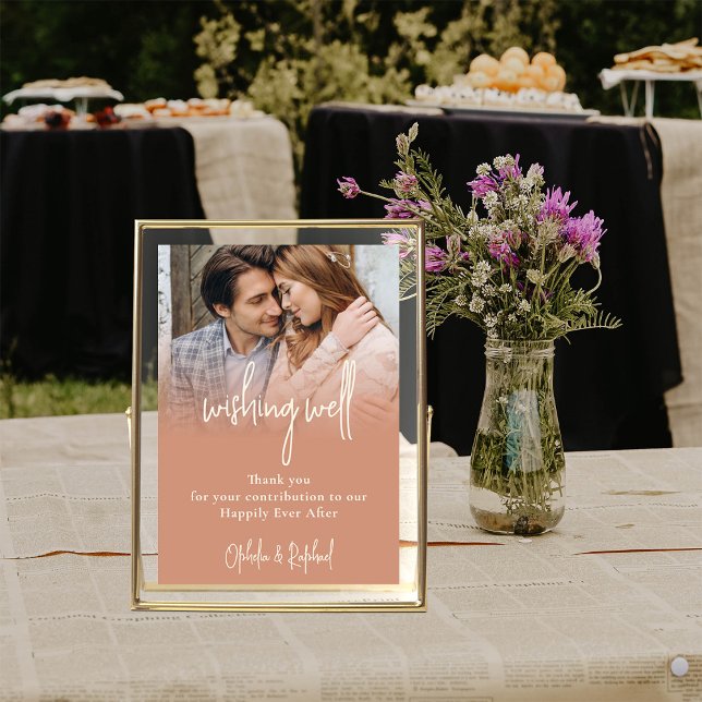 Poster Photo Overlay Wishing bien Mariage Terracotta (Available printed or as a printable digital download, Frame is for illustrative purposes only)