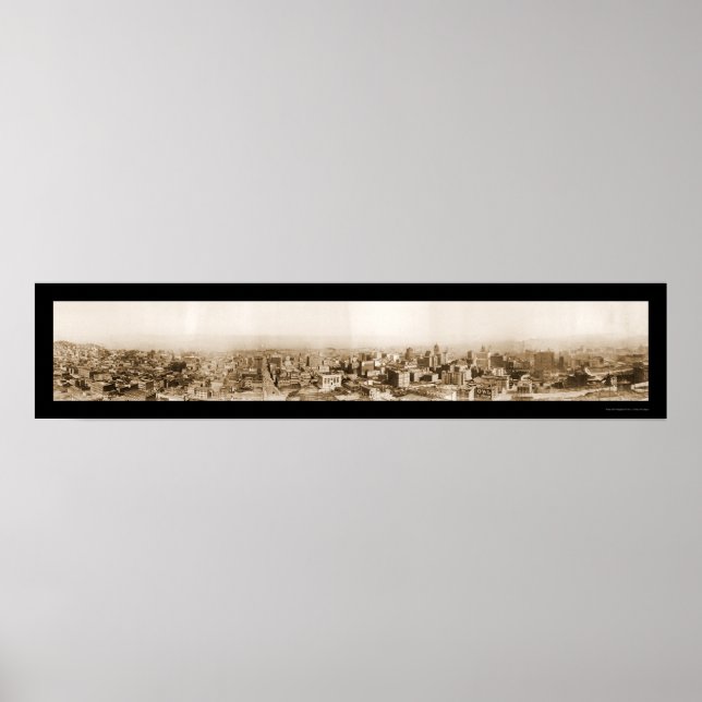 Poster Photo panoramique de San Francisco 1910 (Devant)