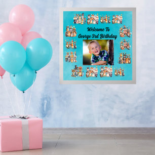 Poster Photo Party Animaux Thème Anniversaire de enfant P