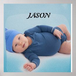 Poster Photo personnalisé bébé garçon bleu sur mesure 