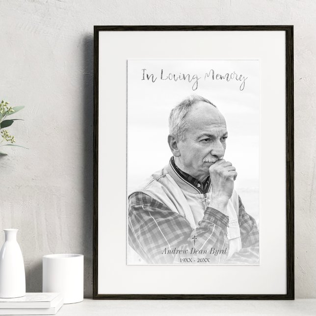 Poster Photo personnalisé noir et blanc pour service funé (Créateur téléchargé)