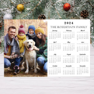 Poster Photo personnalisée 2024 et nom de famille Calendr