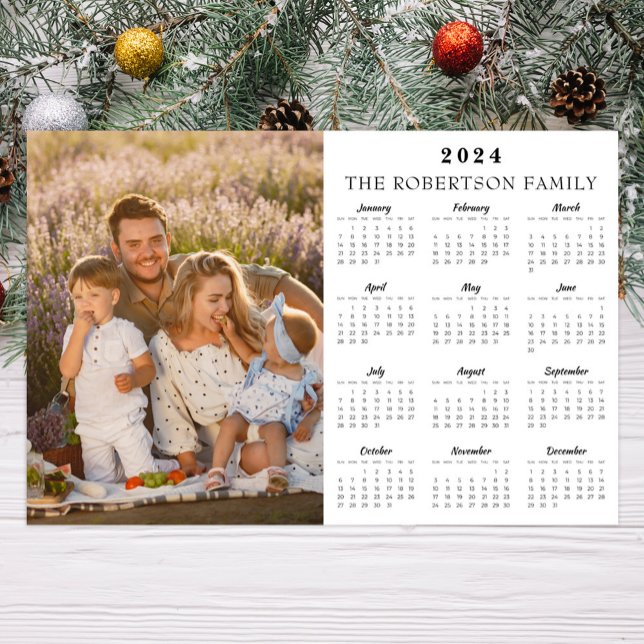 Poster Photo personnalisée 2024 et nom de famille Calendr (Créateur téléchargé)